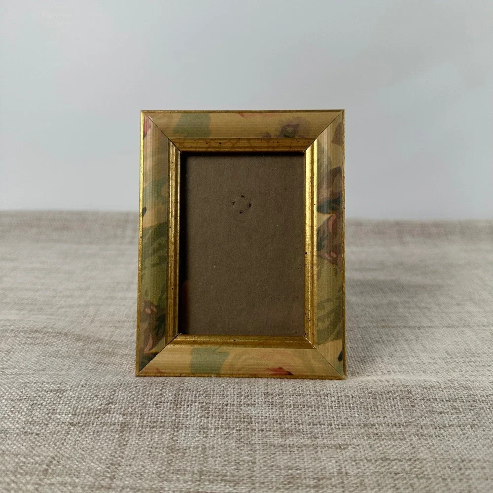 Small Gold Floral Picture Frame | Easel Back Tabletop Frame